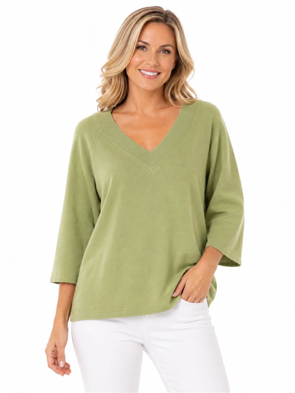 Talbots Pistachio V-Neck Knit Sweater Top